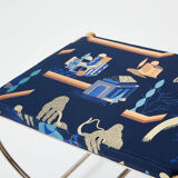 Brass jacquard steel curule bench from Maison Jansen circa 1960