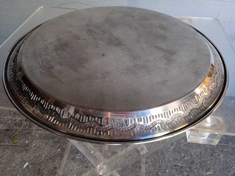 Silver metal tray 35 cm early 20th round