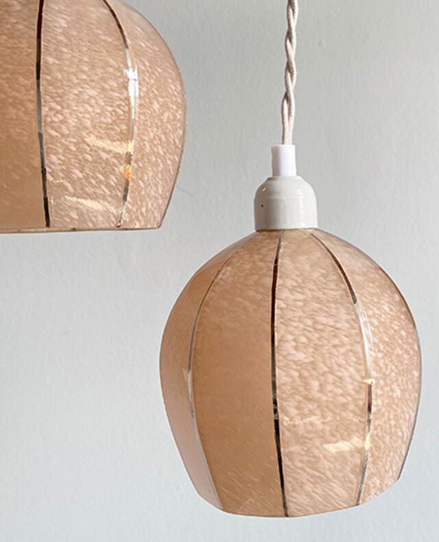 Pink and silver Clichy glass pendant light