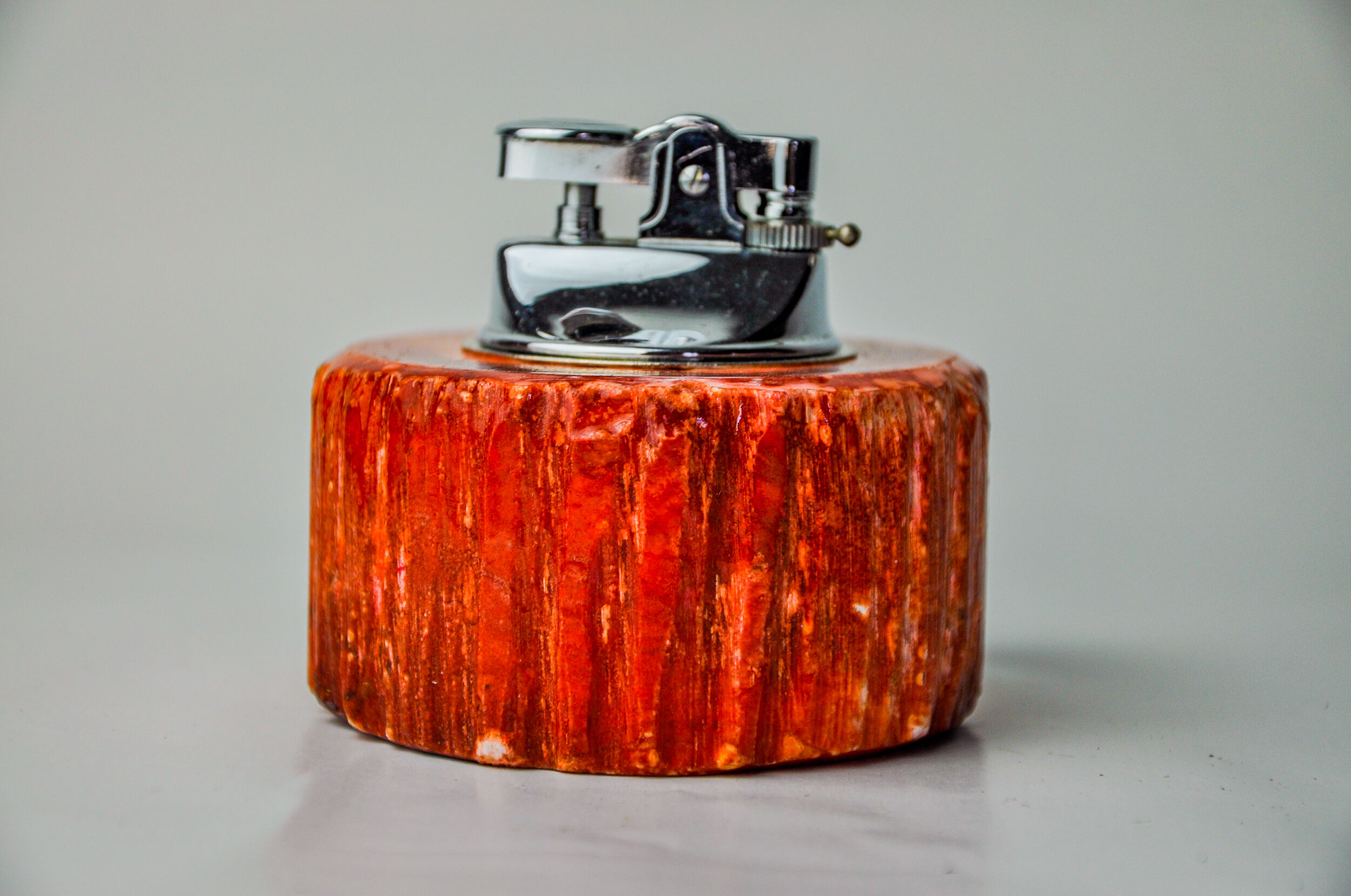 Red alabaster lighter by Romano Bianchi, Italy, 1970
