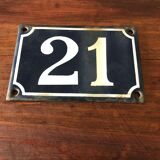 Old enamelled plate number 21