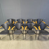 Vintage leather armchairs by Arrben Italy, 1980s - set of 8