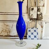 Soliflore ancien en verre bleu