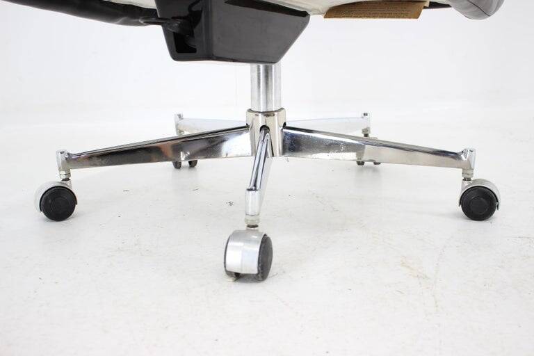 Scandinavian style leather office swivel armchair, 1970s