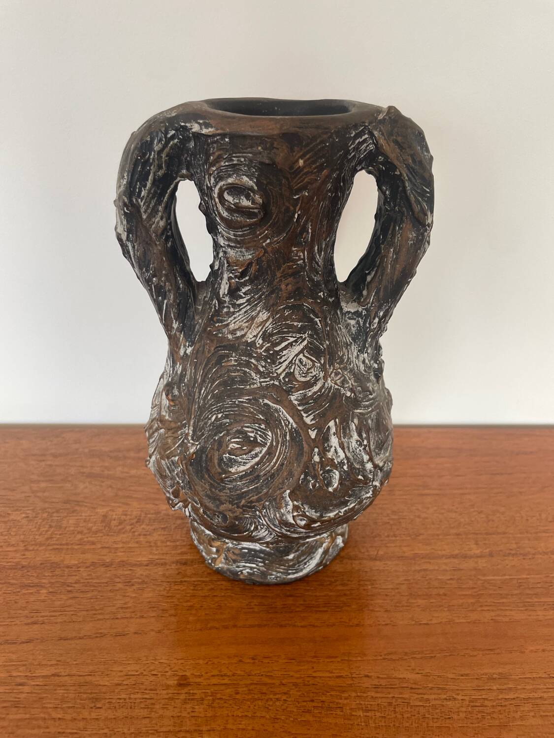 Brown ceramic vase from Vallauris, 1960s/70s