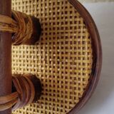 Pair of wood and rattan wall lamps 70