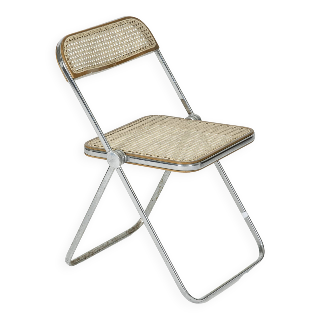 Plia cane and metal chair Giancarlo Piretti Selency