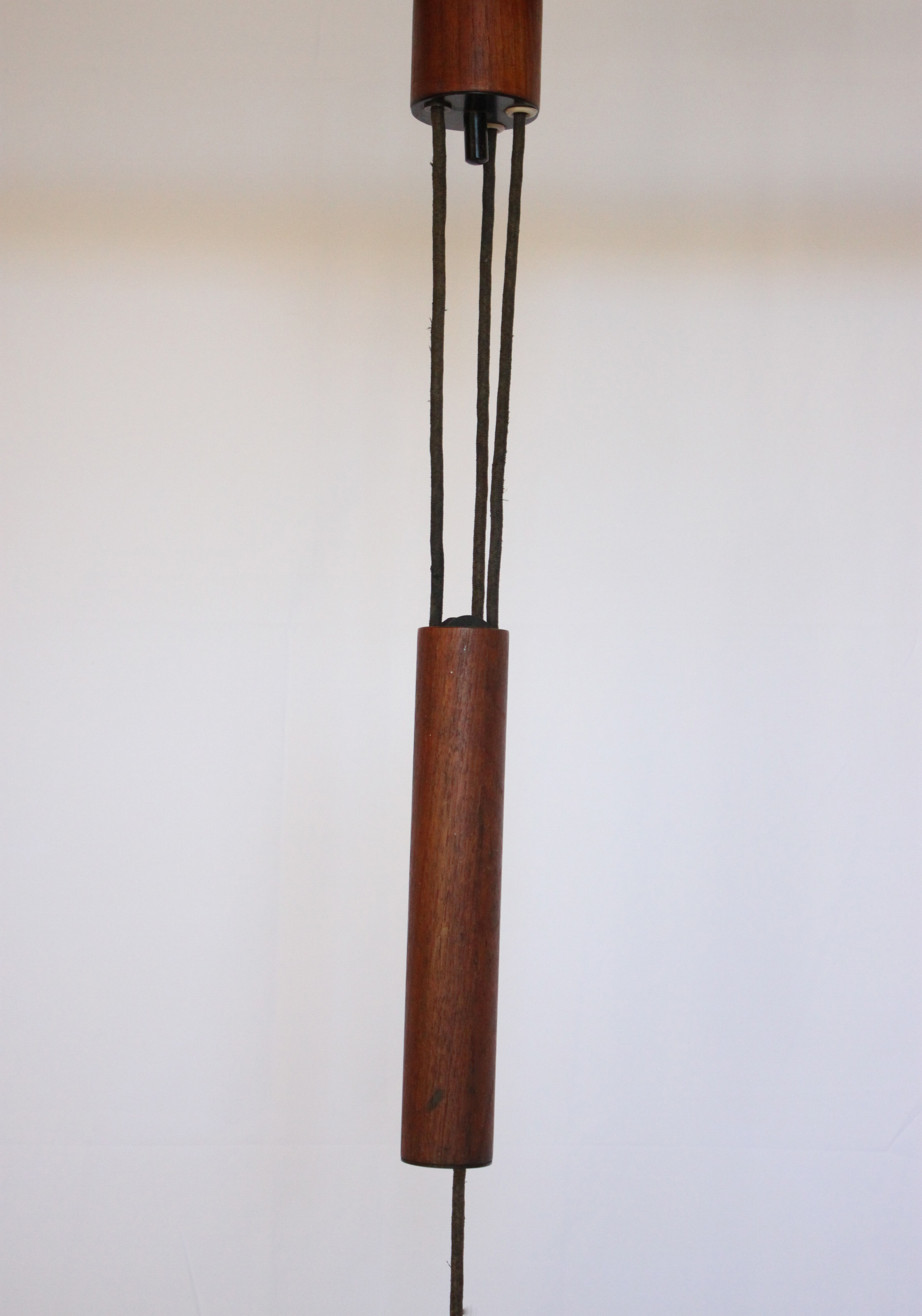 Scandinavian teak and copper hanging mounts and drops