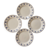 4 vintage earthenware dessert plates with breakfast motif