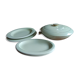 Vegetable dish with 2 platters and 2 small dishes, Salins earthenware, pale green Opaceline