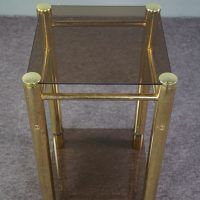 Hollywood Regency Golden Smoked Glass Side Table