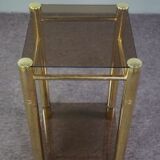 Hollywood Regency Golden Smoked Glass Side Table