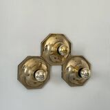 Set of 3 Motoko Ishii wall lights for staff leuchten, Brass, 1970