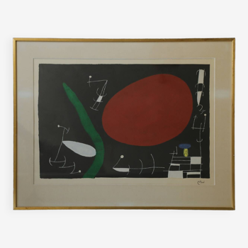 Joan Miró, Soleil et Étincelles, Color Lithograph, 1960s, Framed