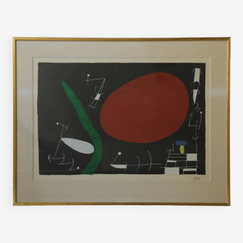 Joan Miró, Soleil et Étincelles, Lithographie couleur, années 1960, Encadrée