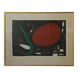 Joan Miró, Soleil et Étincelles, Color Lithograph, 1960s, Framed