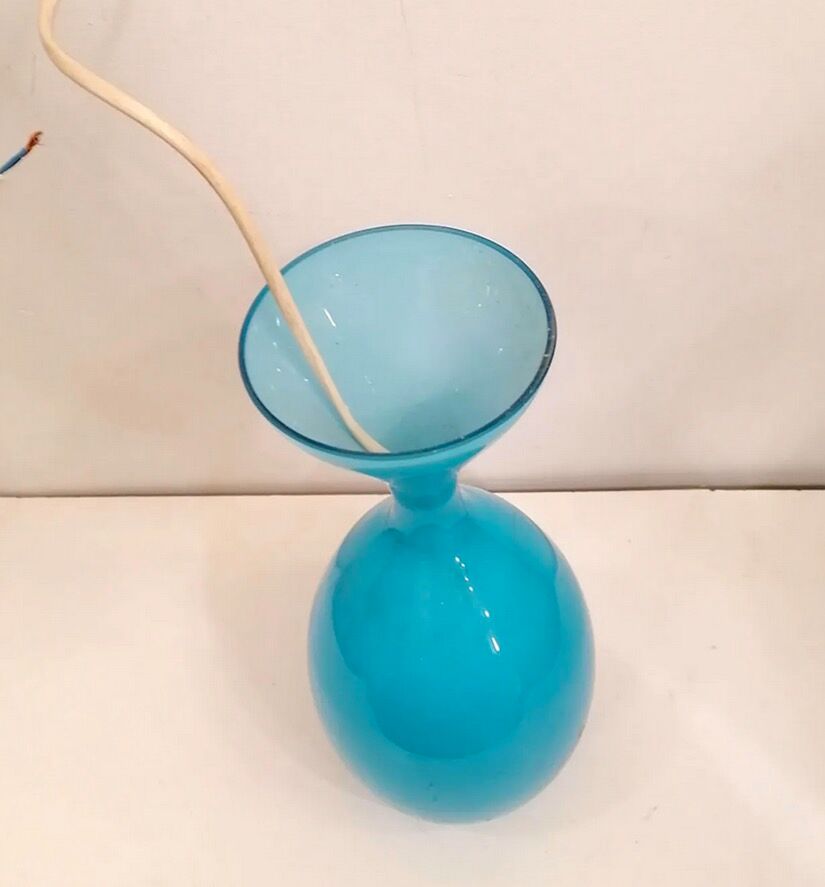 Blue opaline glass drop suspension, 1970