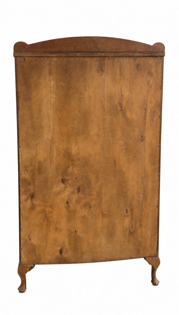 Vitrine anglaise ancienne en noyer côtés vitrés style Art Déco, 30-40