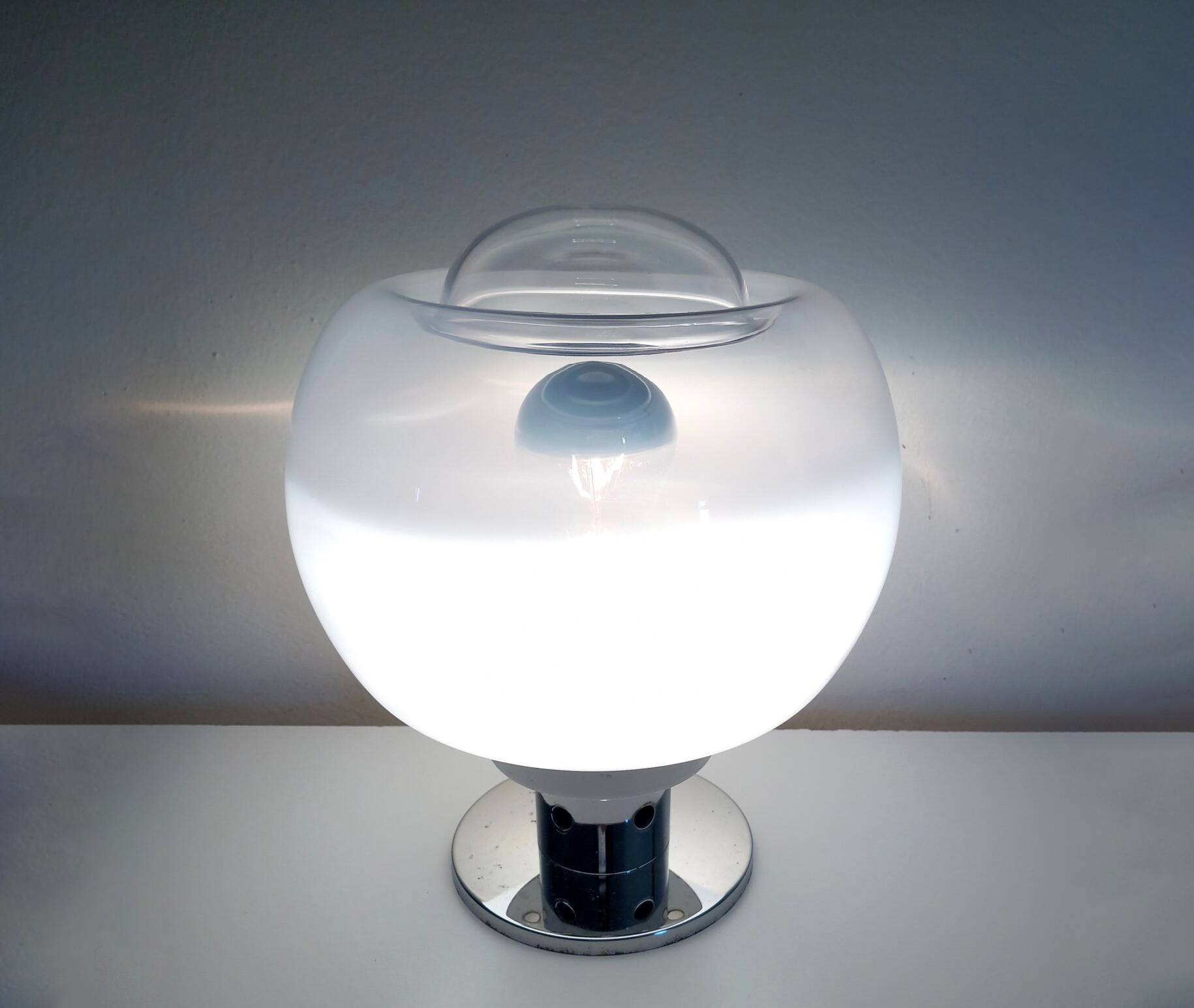 Vintage Table Lamp • Steel & Glass • Murano • Space Age • 1970