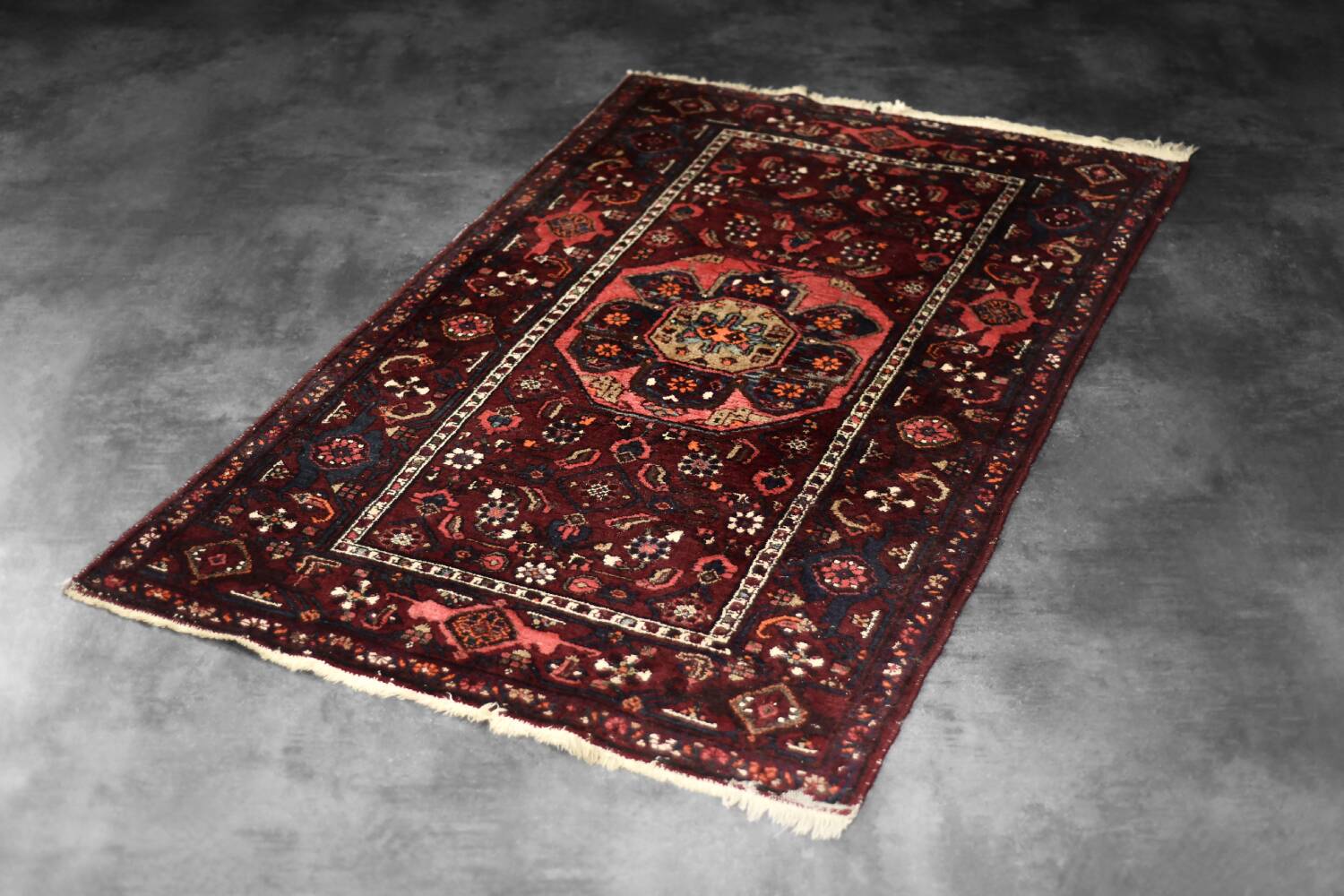 Vintage handwoven Hamadan oriental rug, Middle East, 1960s.