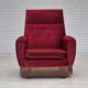 1970s, Danish highback armchair, original condition, red furniture velour.