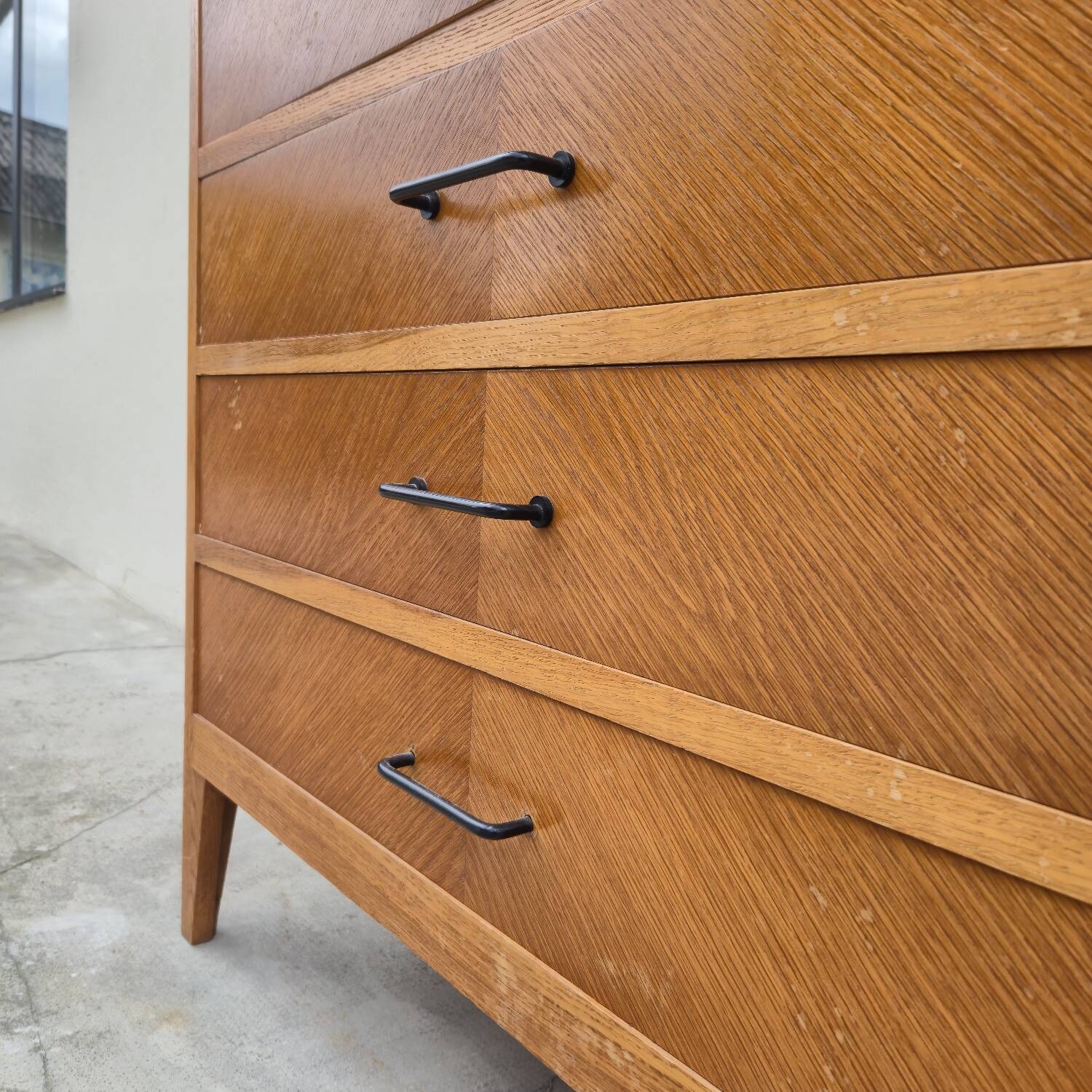 Vintage chest of drawers with compass feet and 4 drawers, 1950s