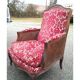 Shepherdess of style Louis XV with caned armrests fabric damask Red