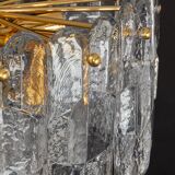 Luminaire en laiton doré, verre cristal Palazzo, Kalmar, Autriche, 1970