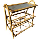 Rattan and glass shelf from the 50s