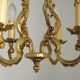 French Vintage Bronze Art Nouveau Style 4 Light 4 Sided Cage Chandelier