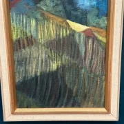 Large Original Swedish Oil on Canvas – “Cubist Landscape” by Kjell Lindberg – Signed – Vintage & Framed