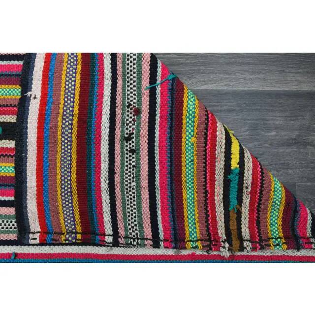 1970s Vintage Turkish Oushak Handmade Wool Cotton Red Runner Rug 172x354