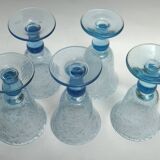 5 glasses with blue Biot stemmed