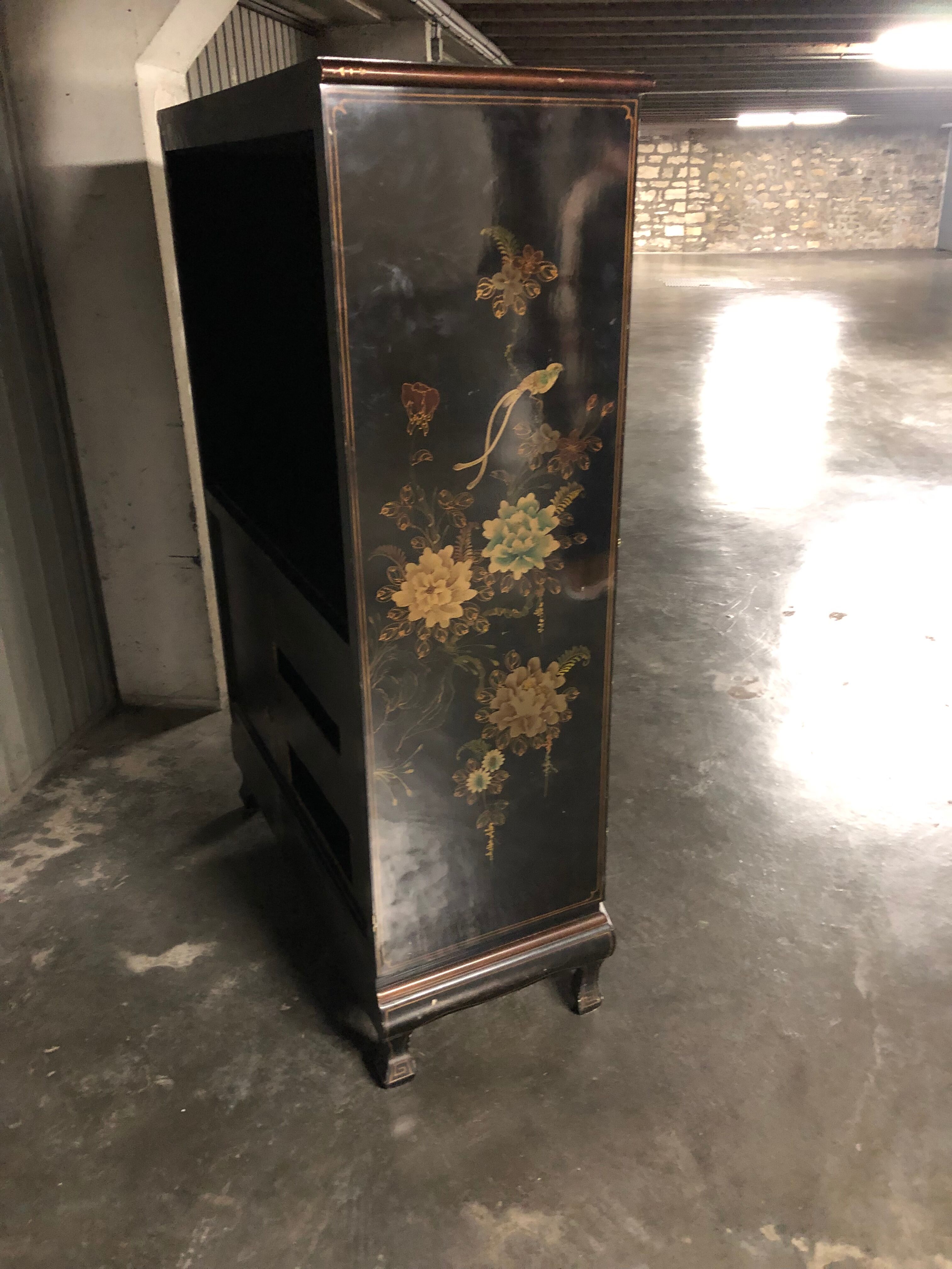 Chinese lacquered sideboard signed