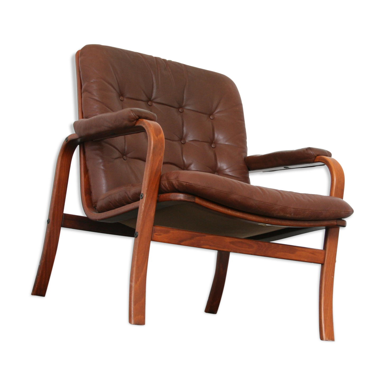Vintage leather lounge chair by Gotte mobil Sweden