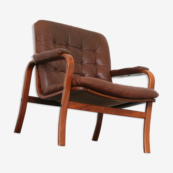 Vintage leather lounge chair by Gotte mobil Sweden