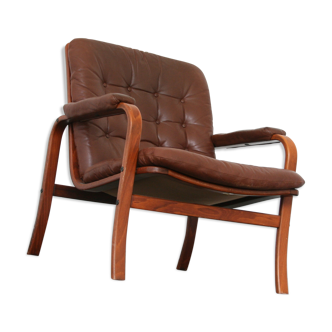 Vintage leather lounge chair by Gotte mobil Sweden