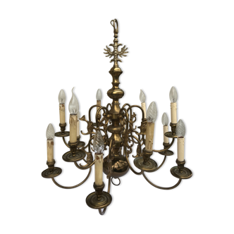 Dutch chandelier Eagle bicphalal brass 12 branches