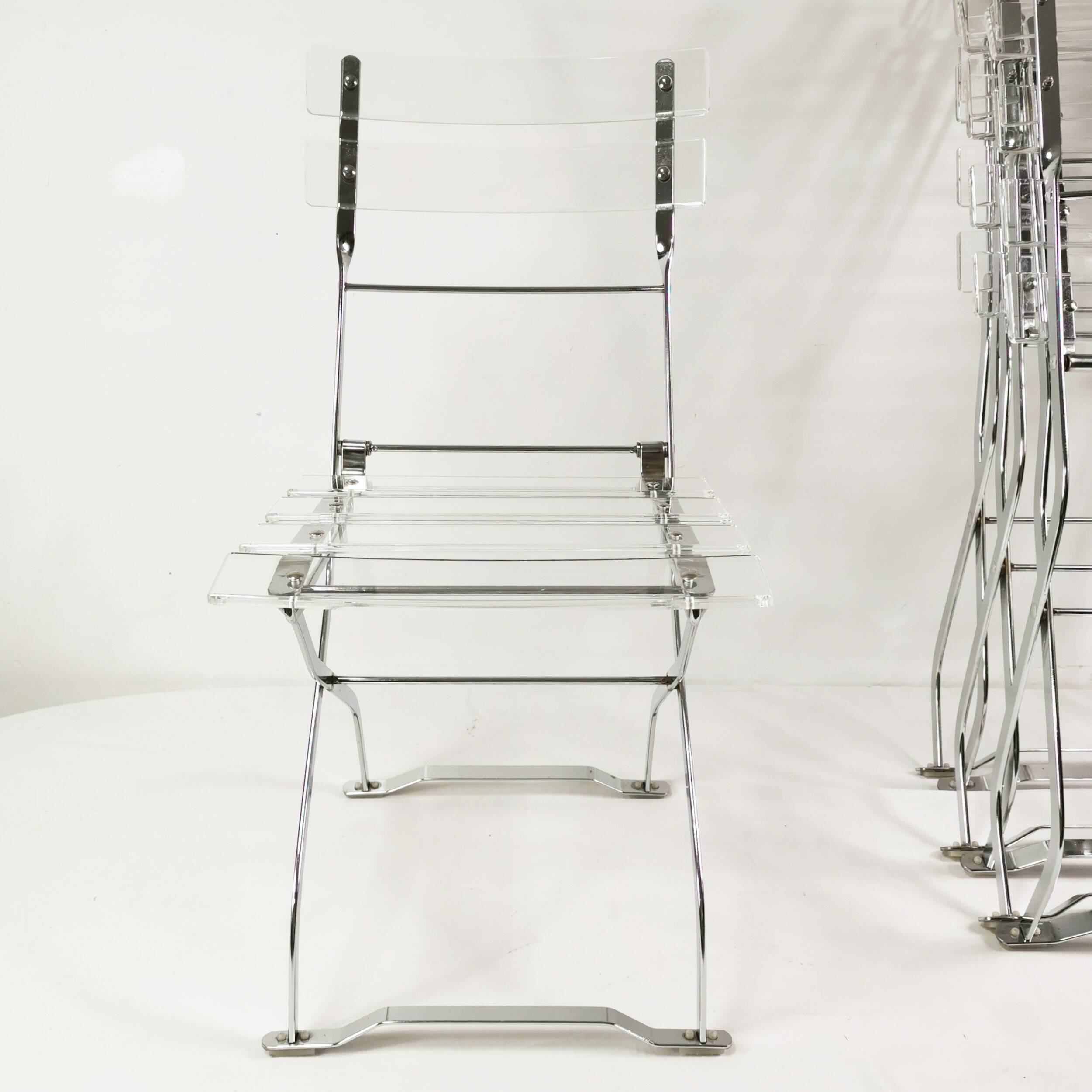 Set of designer folding chairs, Maison & Jardin Paris, 1970s