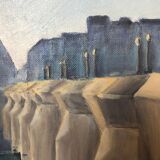 Oil on canvas, "The New Bridge packaged by Christo ", by Charnaux, XXth