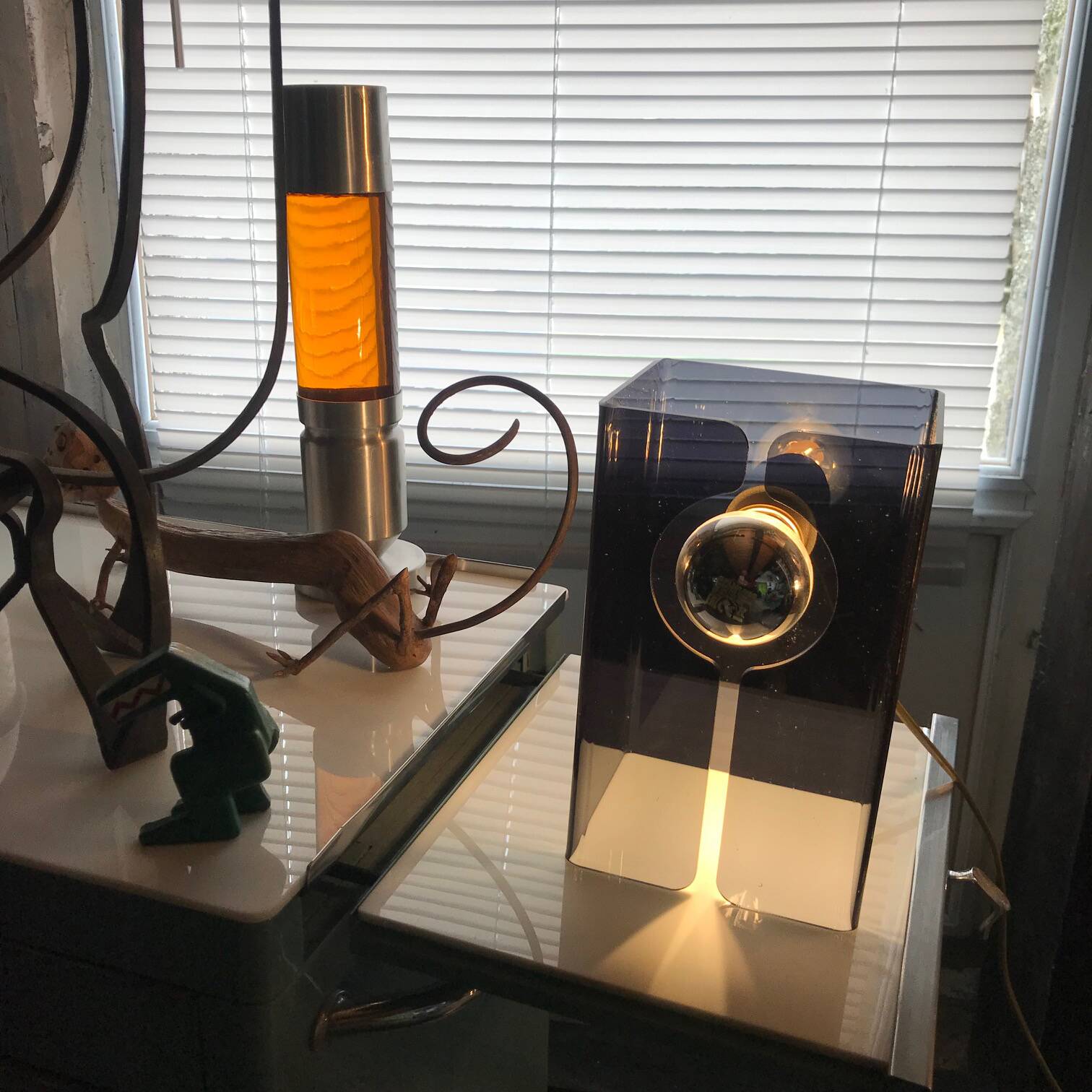 Vintage Table Lamp • V.SmokedGray • Space Age • 1970