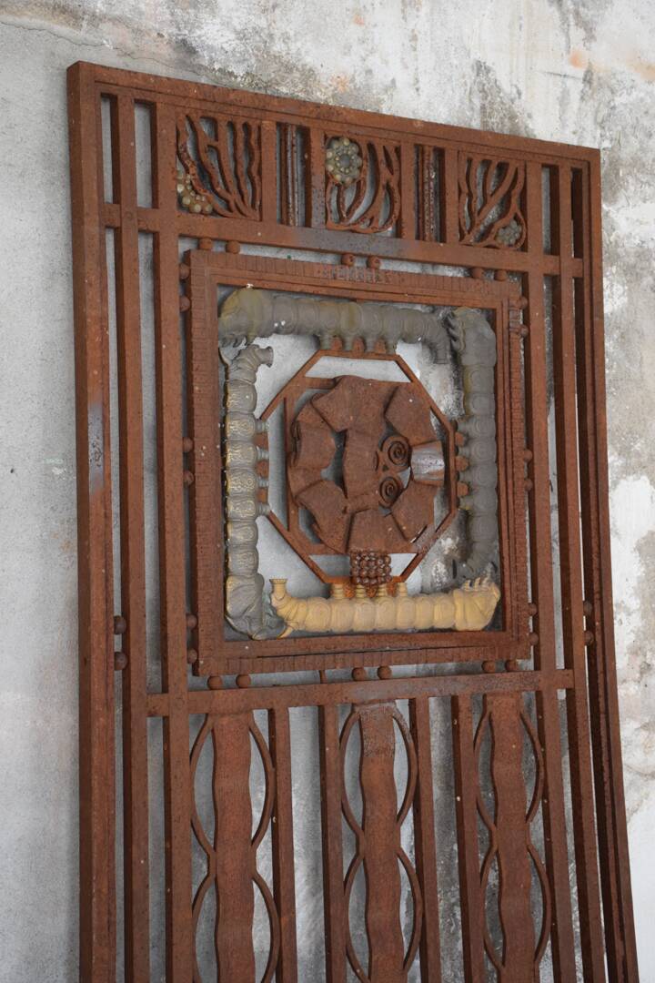 Metal and bronze ironwork entrance door Charles Piguet Lyon 1919
