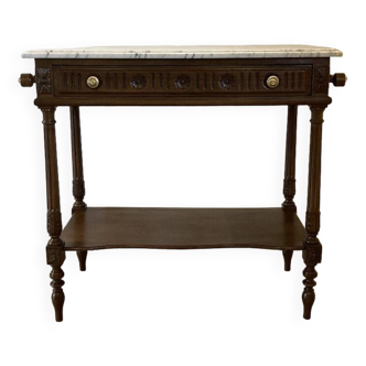 Console, Louis XVI mahogany and white marble server, 19th century