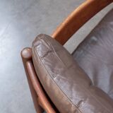 Teak and leather armchair