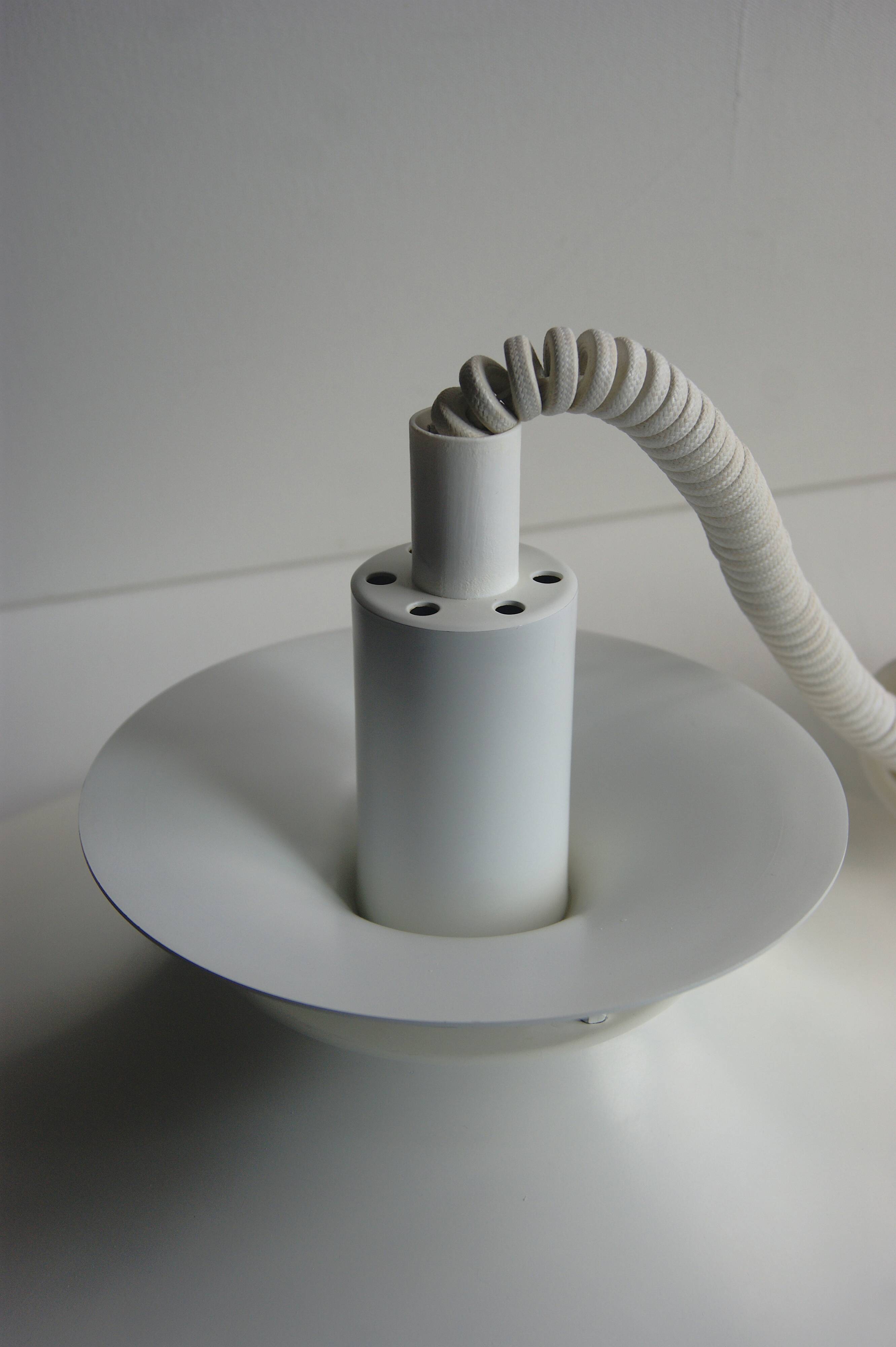 Large white mid-century modern pendant lamp - Frandsen Denmark - 1970s