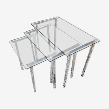 3 smoked glass nesting tables