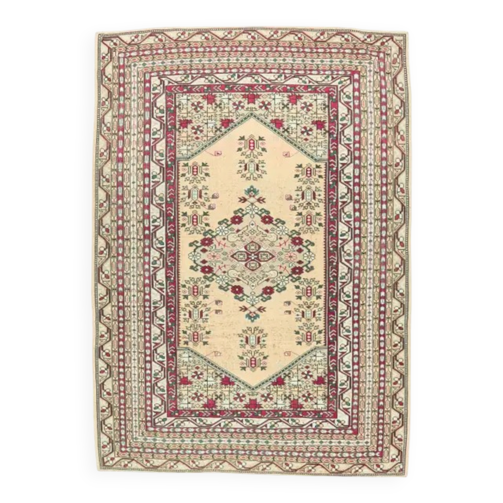 Turkish Vintage Handmade Wool Rug 150x211