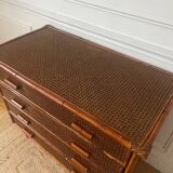 Vintage rattan chest of drawers with 4 drawers