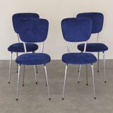 4 chairs 1960 formica velvet blue