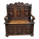 Renaissance Neo-Gothic style ceremonial chest bench in solid wood